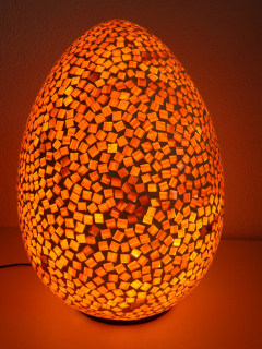 Stolní lampa oranžová EGG, ruční práce 